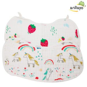 Baby Burp Cloth (6-Layer 100% Cotton Muslin)_Rainbow Unicorn & Sweet Strawberry (2pcs per pack)