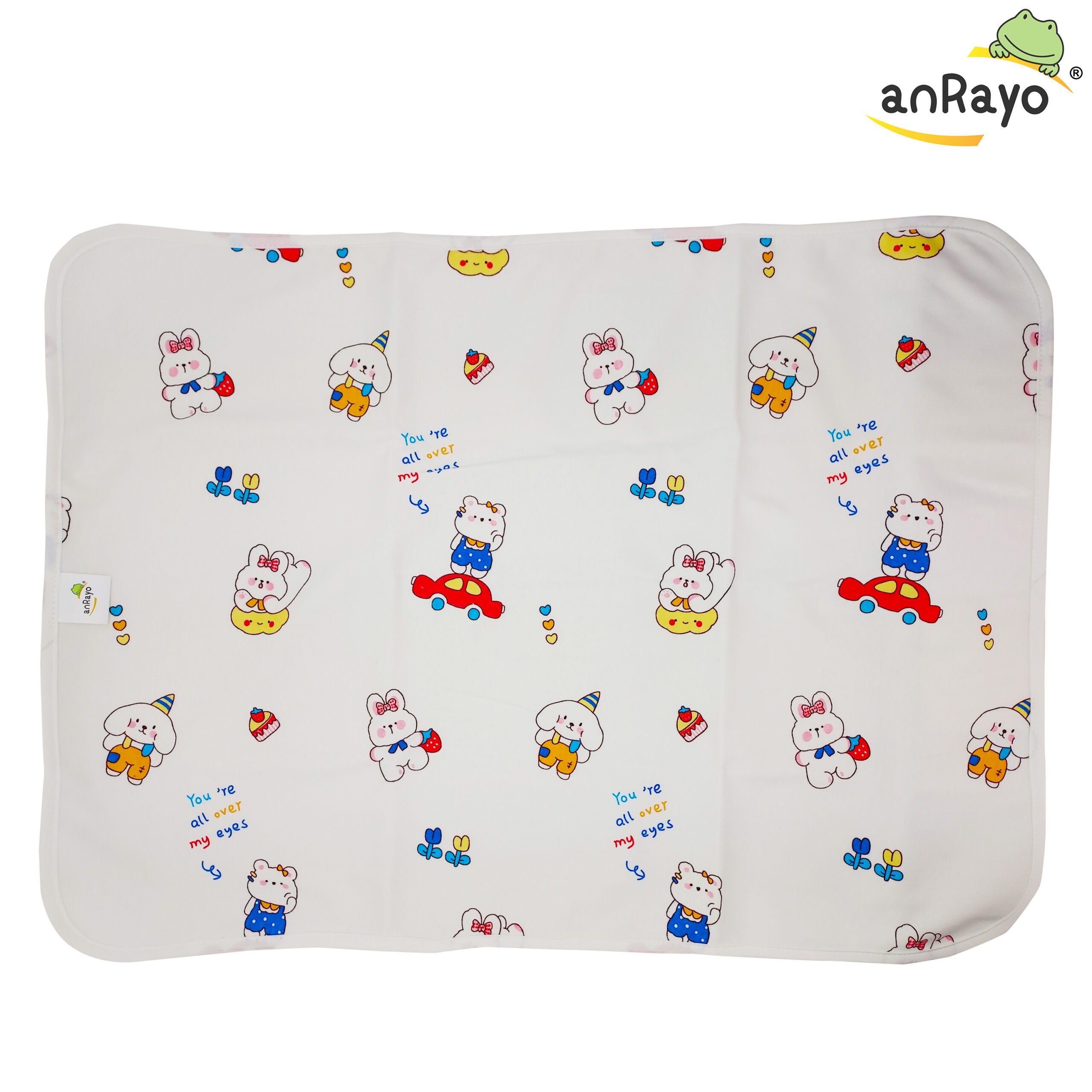 Diaper Changing Mat (Top Layer-100% Cotton)_Rabbit Car