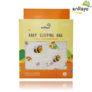 Baby Sleeping Bag (6-Layer 100% Cotton Muslin) Size M_Lovely Bee