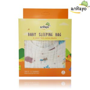 Baby Sleeping Bag (6-Layer 100% Cotton Muslin) Size M_Cutie Zoo
