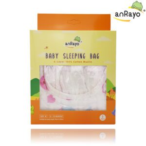 Baby Sleeping Bag (6-Layer 100% Cotton Muslin) Size M_Pinky Rabbit