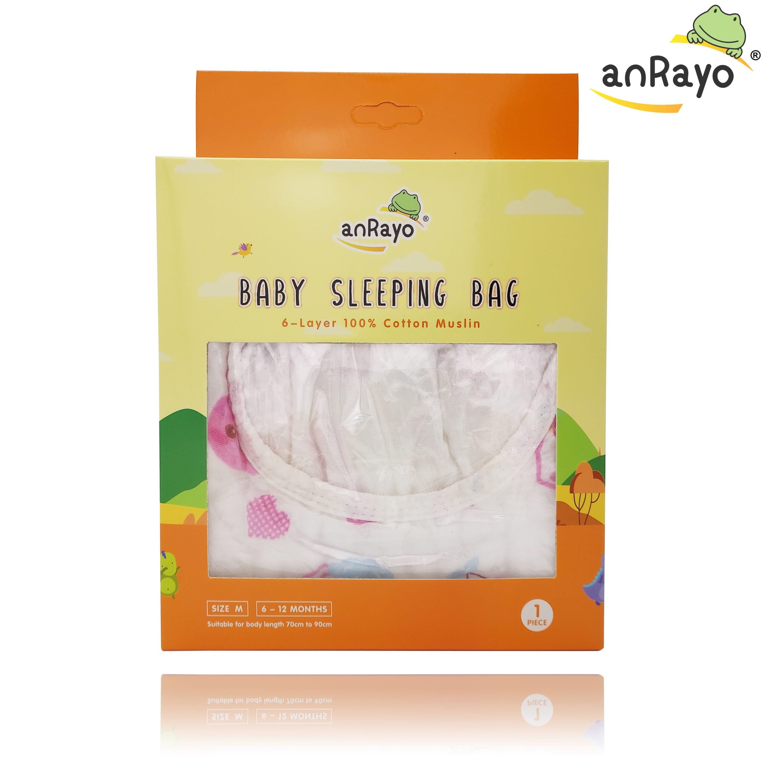 Baby Sleeping Bag (6-Layer 100% Cotton Muslin) Size M_Pinky Rabbit