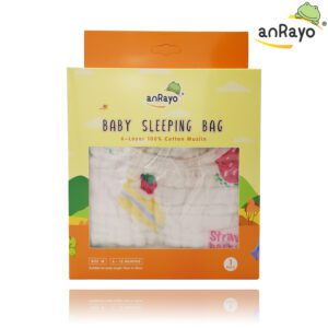 Baby Sleeping Bag (6-Layer 100% Cotton Muslin) Size M_Sweet Strawberry