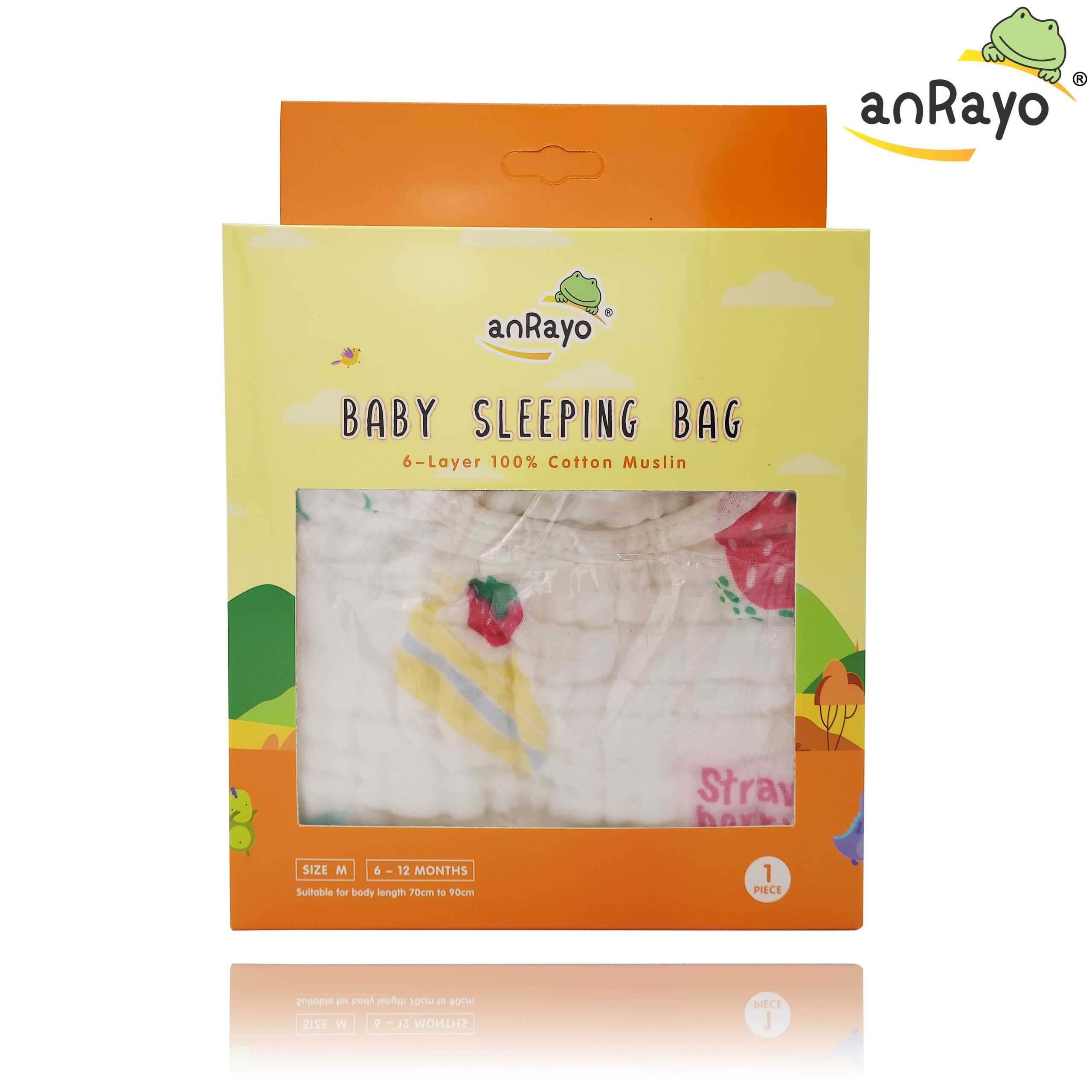 Baby Sleeping Bag (6-Layer 100% Cotton Muslin) Size M_Sweet Strawberry