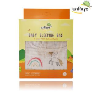Baby Sleeping Bag (6-Layer 100% Cotton Muslin) Size M_Rainbow Unicorn