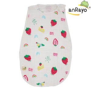 Baby Sleeping Bag (6-Layer 100% Cotton Muslin) Size S_Sweet Strawberry