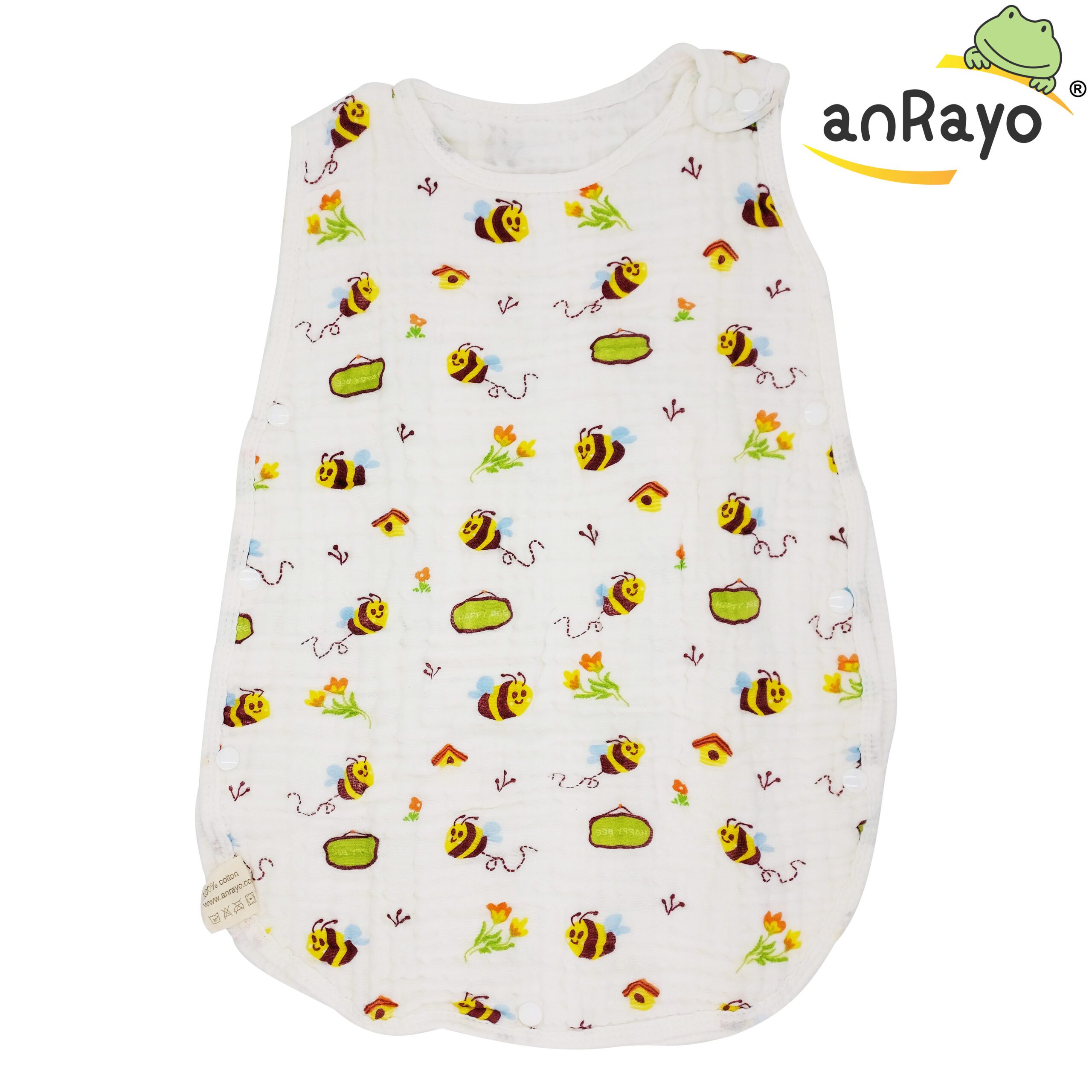 Baby Sleeping Bag (6-Layer 100% Cotton Muslin) Size S_Lovely Bee