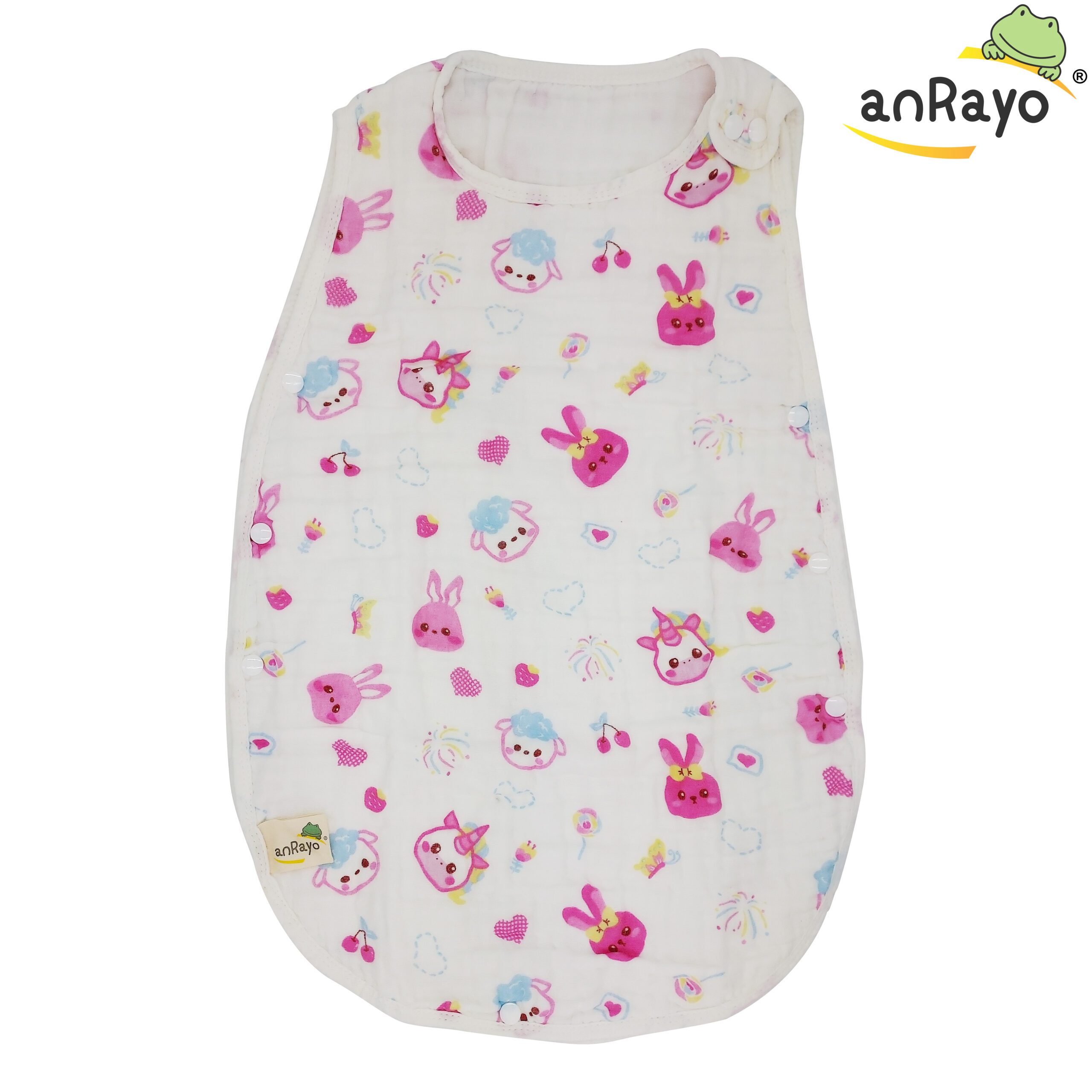 Baby Sleeping Bag (6-Layer 100% Cotton Muslin) Size M_Pinky Rabbit - Image 8