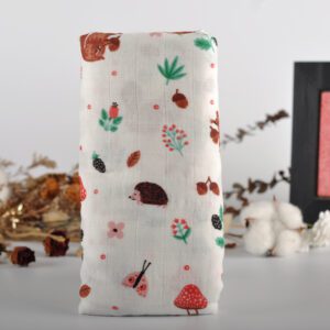 Muslin Swaddle Blanket (70% Bamboo+30% Cotton)_Little Porcupine
