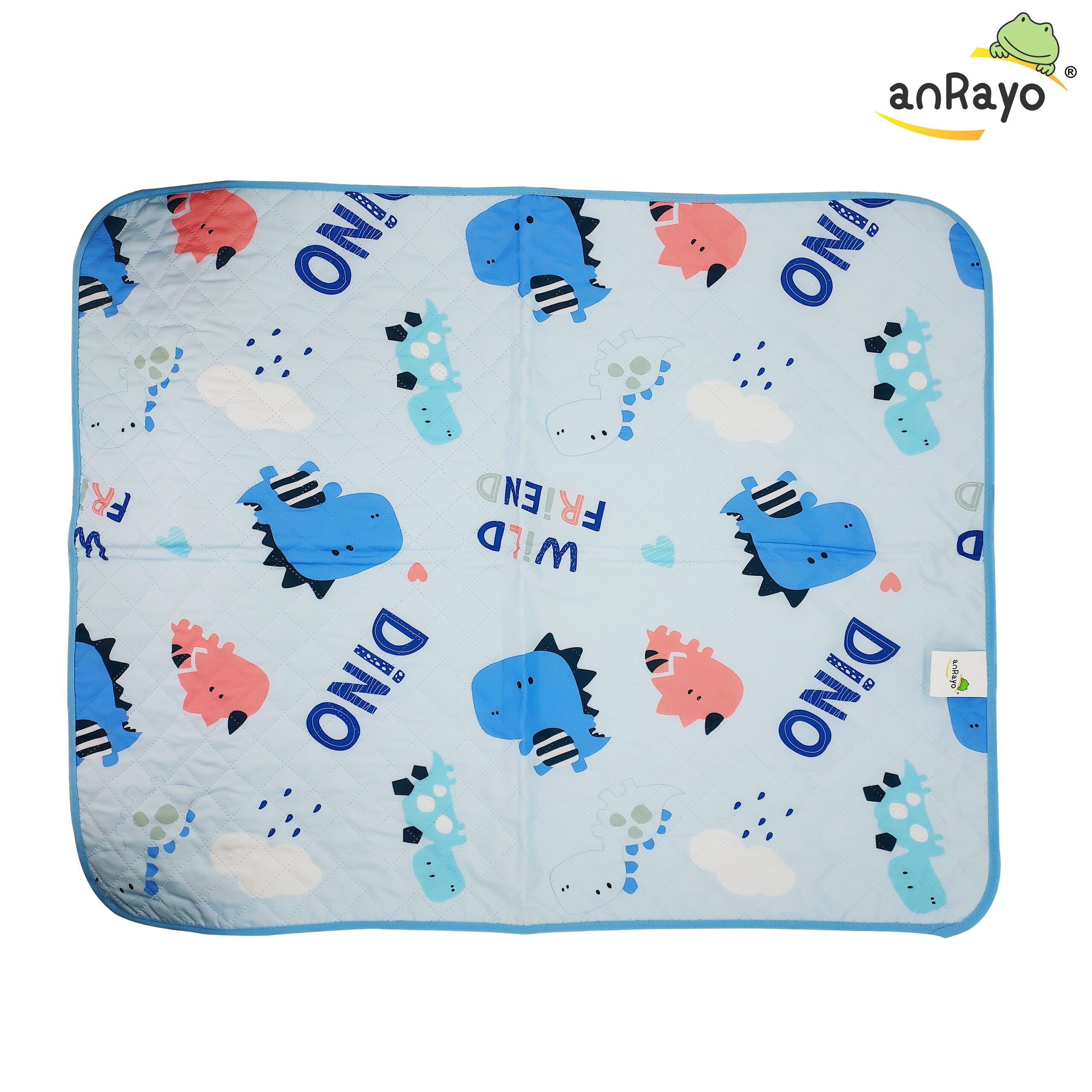 Diaper Changing Mat (Top Layer-Polyester)_Blue Dino - Image 2
