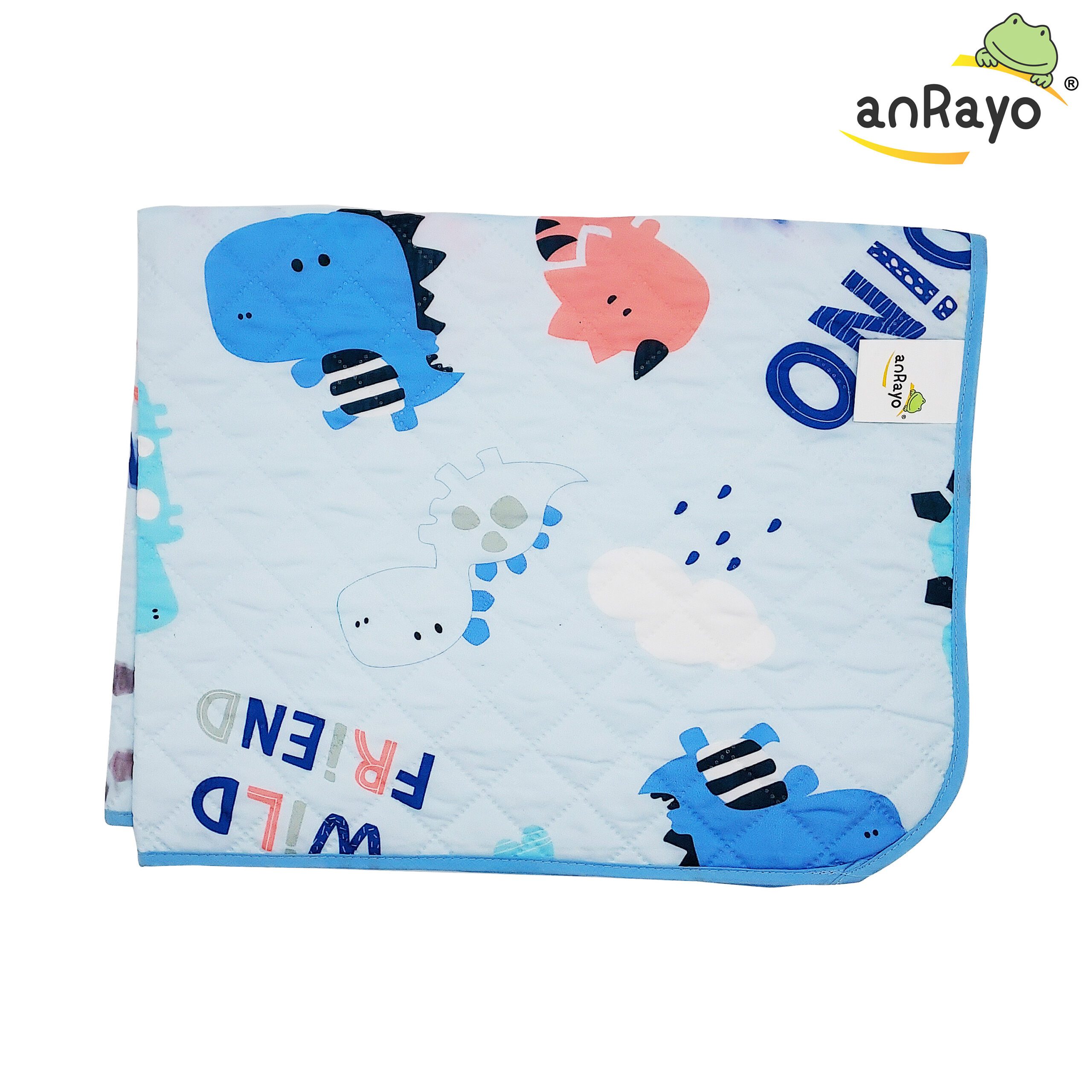 Diaper Changing Mat (Top Layer-Polyester)_Blue Dino - Image 3