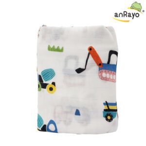 Muslin Swaddle Blanket (100 % Bamboo)_Cute Construction Car