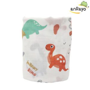 Muslin Swaddle Blanket (100 % Bamboo)_Little Dinosaur