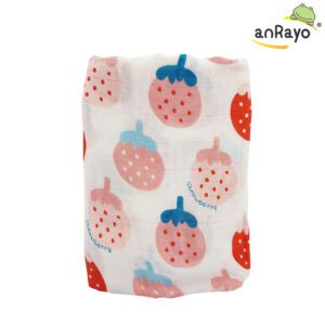 Muslin Swaddle Blanket (100 % Bamboo)_Sweet Strawberry