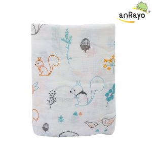 Muslin Swaddle Blanket (100 % Bamboo)_Little Squirrel